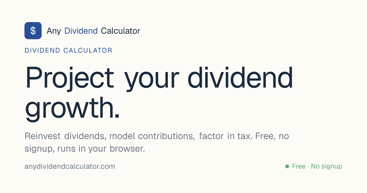 Any Dividend Calculator screenshot