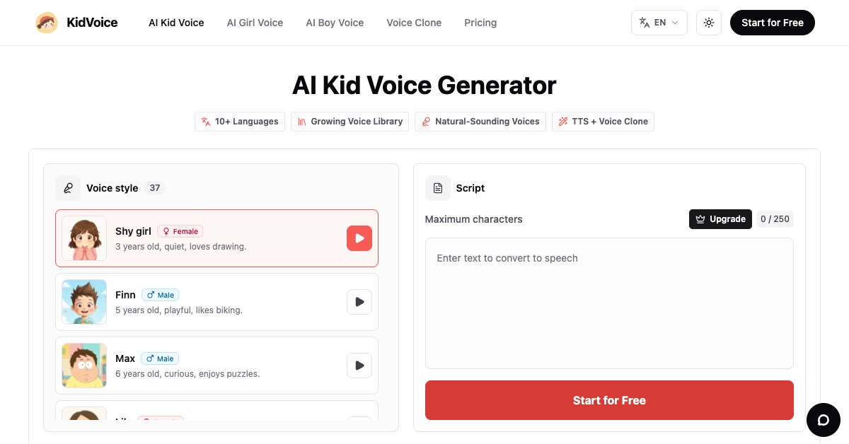 KidVoicesAI screenshot