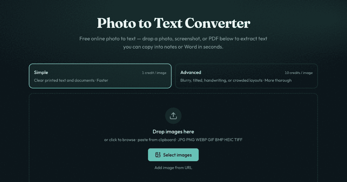 PhotoToText.ai Photo to Text Converter screenshot