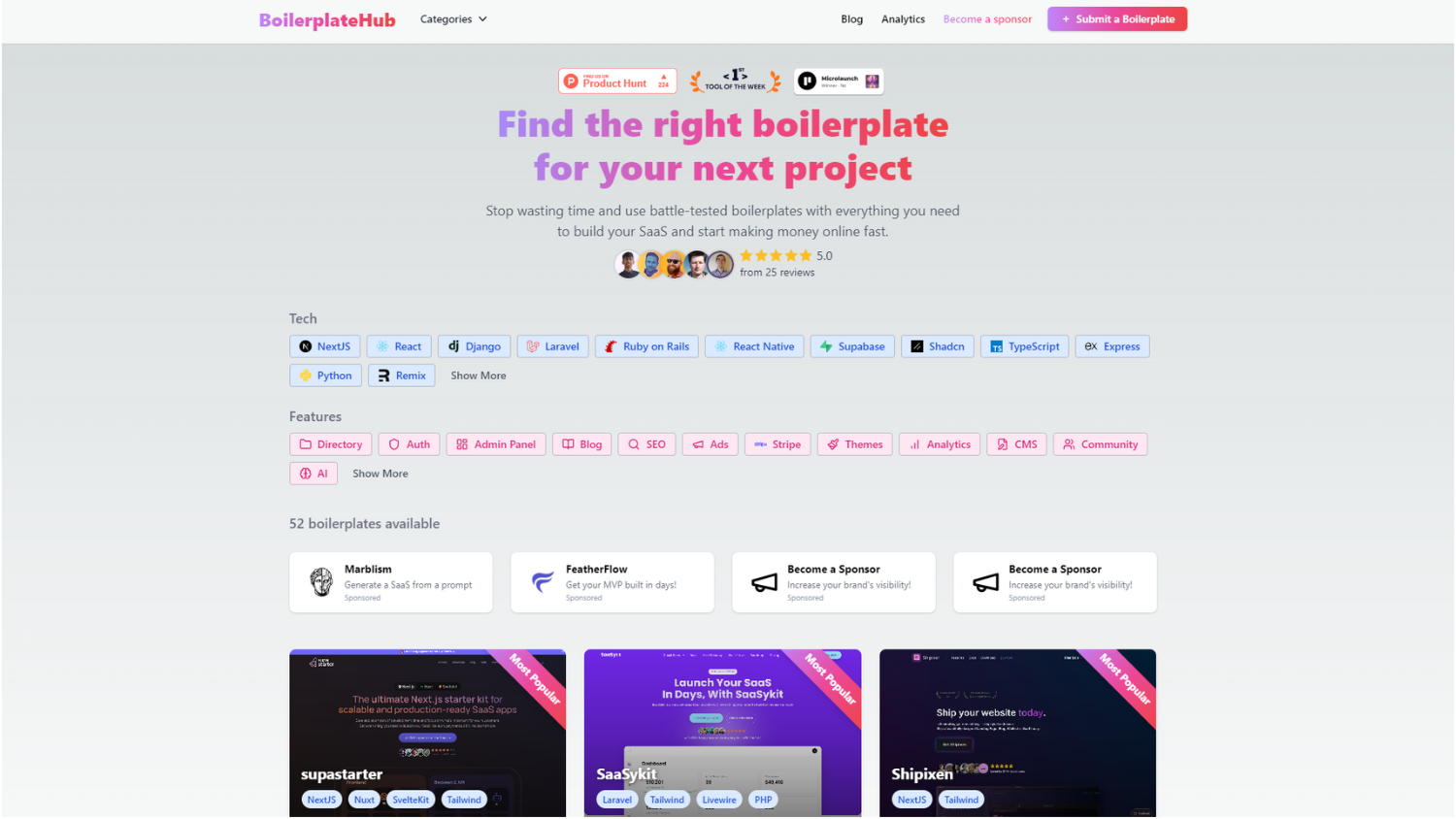 BoilerplateHub.com screenshot