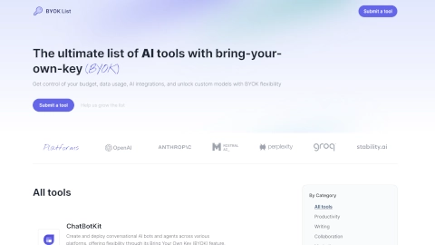 BYOKList.com screenshot