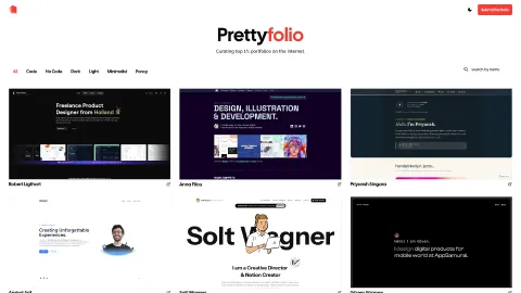 Prettyfolio.com screenshot