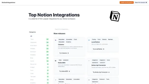 NotionIntegrations.com screenshot