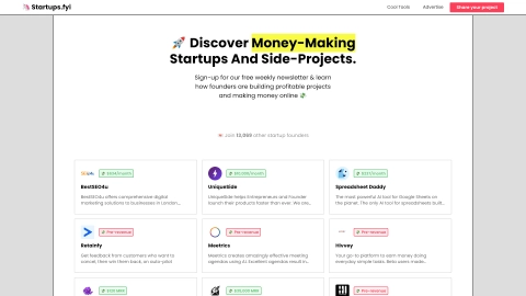 Startups.fyi screenshot